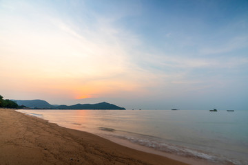 Beautiful Tropical Pattaya Beach Chonburi, Thailand. blue ocean background Summer view Sunshine at Sand and Sea Asia Beach Destinations 