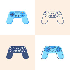 Game controller icon set in flat and line style