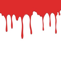 Red paint dripping. Bloody ink flow down icon. Blood drips concept.