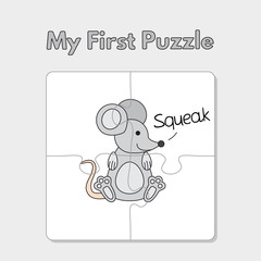 Cartoon Mouse Puzzle Template for Children