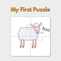 Cartoon Sheep Puzzle Template for Children