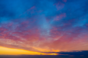 Fototapeta na wymiar Dramatic sunset sky at colorful dusk