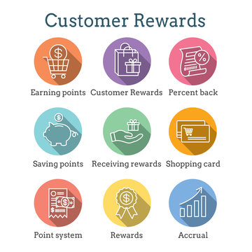 Customer Rewards Icon Set - Shopping Bag and Discount Images