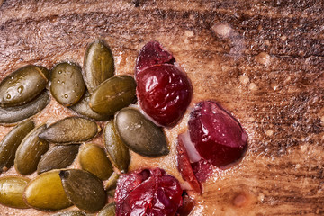 Turkey pate with pumpkin seeds and berries.