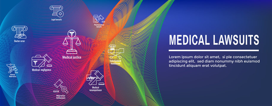 Medical Lawsuits Icon Set and Web Header Banner