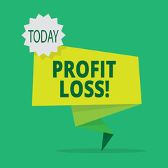 Text sign showing Profit Loss. Business photo showcasing Financial year end account contains total revenues and expenses