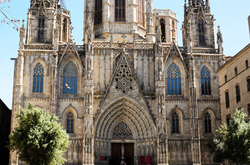 Fototapeta premium Catedral de Barcelona, fachada principal