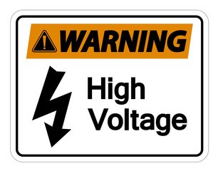 Warning high voltage sign Isolate On White Background,Vector Illustration