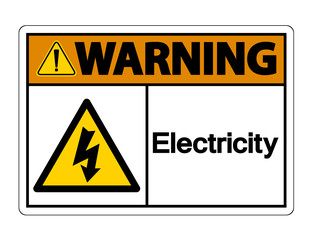Warning Electricity Symbol Sign on white background,Vector Illustration