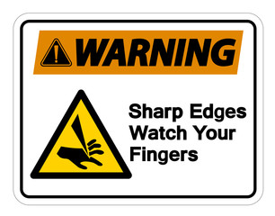 Waring Sharp Edges Watch Your Fingers Symbol Sign Isolate On White Background,Vector Illustration