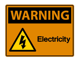 Warning Electricity Symbol Sign on white background,Vector Illustration