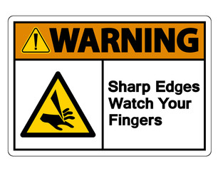 Waring Sharp Edges Watch Your Fingers Symbol Sign Isolate On White Background,Vector Illustration