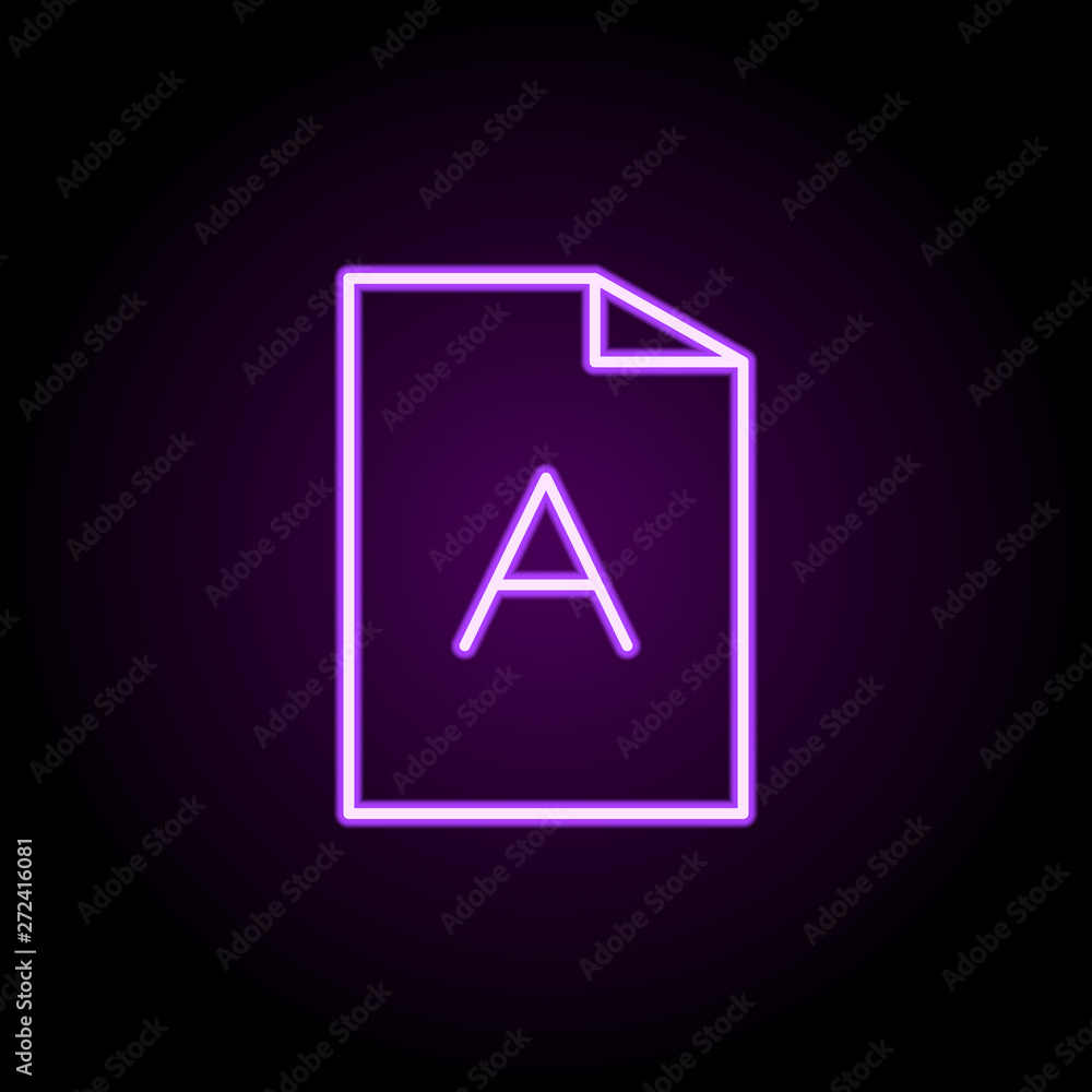Poster editorial, file neon icon. elements of editorial design set. simple icon for websites, web design, m
