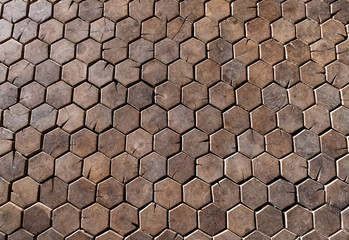 Wooden hexagonal flooring