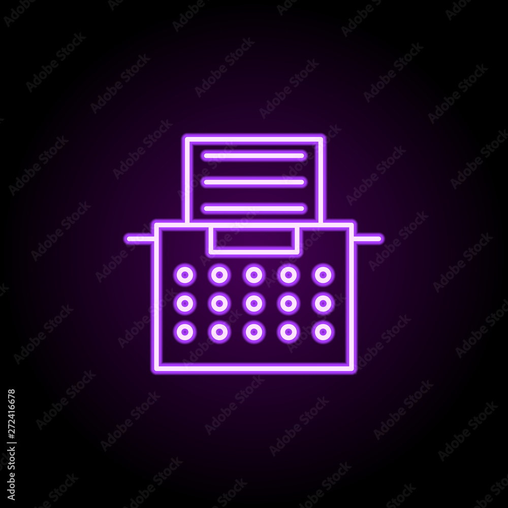 Poster editorial, typewriter neon icon. elements of editorial design set. simple icon for websites, web des