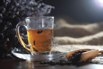 Brewed tea on a serving table