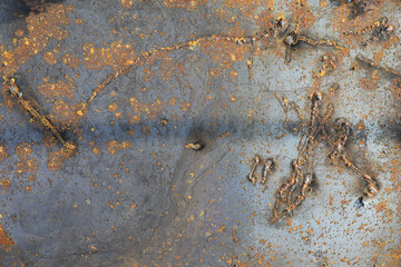 The texture is metallic. Industrial background from an old rusty metal. Textured metal background with rust and cracks.