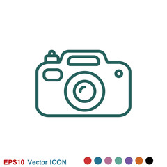 Camera Icon in flat style isolated on background
