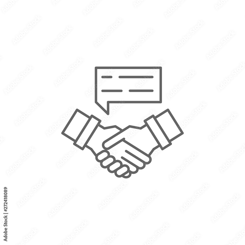 Poster handshake, business icon. element of teamwork icon. thin line icon for website design and developmen