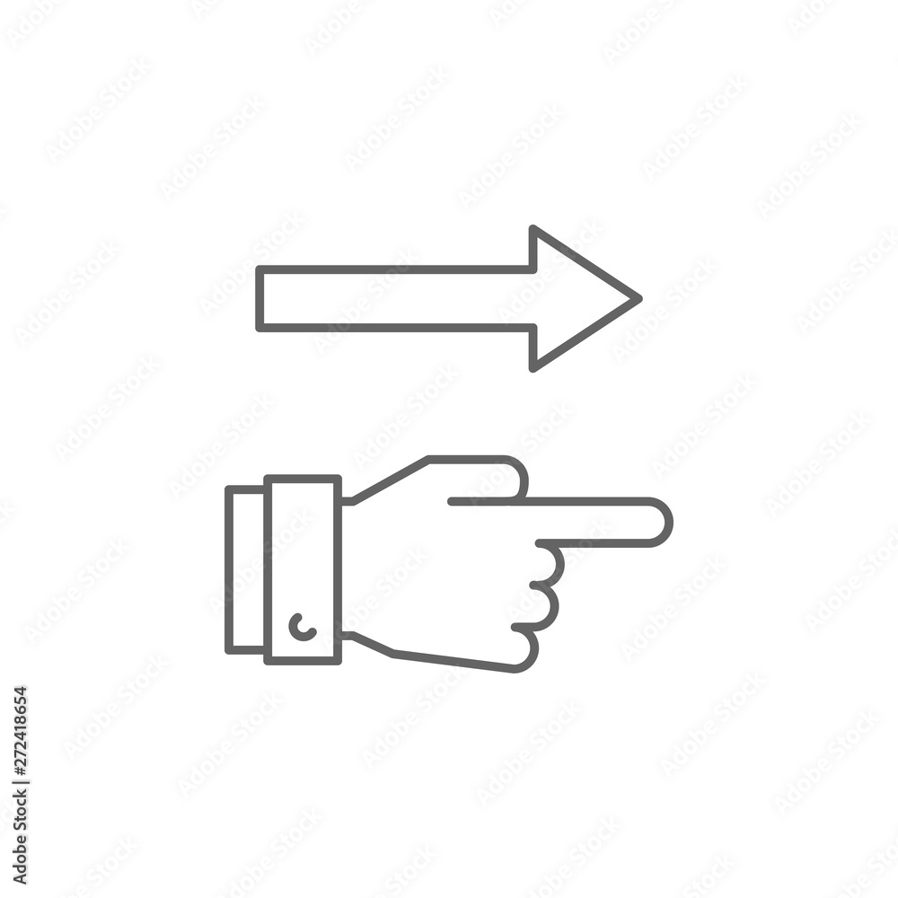 Poster hand, arrow, right icon. element of teamwork icon. thin line icon for website design and development