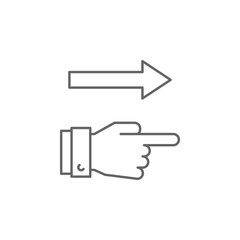 Hand, arrow, right icon. Element of teamwork icon. Thin line icon for website design and development, app development. Premium icon