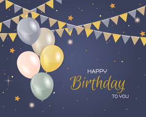 Birthday vector illustration. Abstract background. Happy birthday to you card on white background