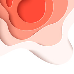 Vector abstract coral color paper cut background