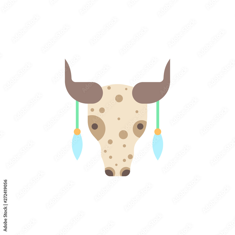Poster cow color icon. element of boho color icon. premium quality graphic design icon. signs and symbols c