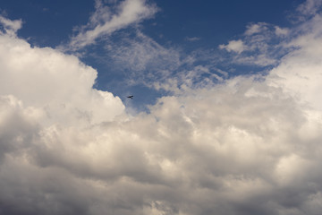 Beautiful blue sky and clouds. Creative vintage background.
