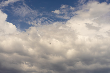 Beautiful blue sky and clouds. Creative vintage background.