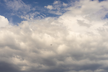 Beautiful blue sky and clouds. Creative vintage background.