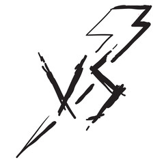 handdrawn doodle vs versus frame with lightning burst illustration concept of confrontation, together, standoff, final fighting