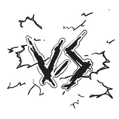 handdrawn doodle vs versus frame with lightning burst illustration concept of confrontation, together, standoff, final fighting