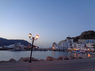 wonderful night lamps in greece at summer