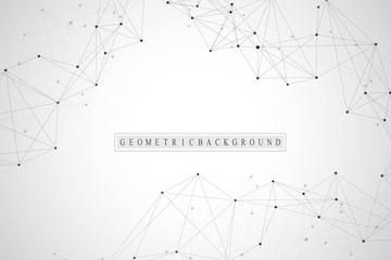 Abstract plexus background with connected lines and dots. Molecule and communication background. Graphic background for your design. Lines plexus big data visualization. Vector illustration