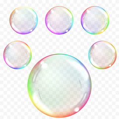 Transparent soap bubbles.