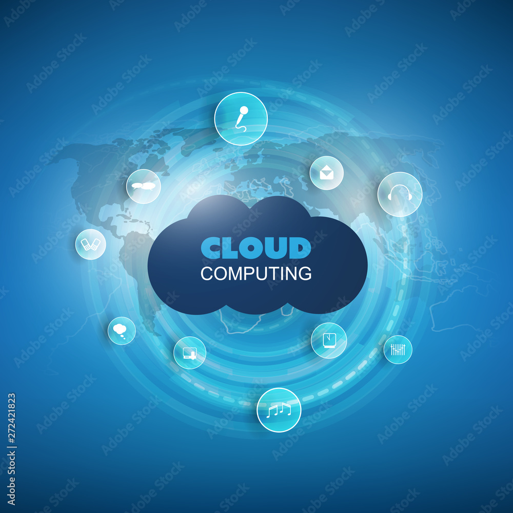 Poster internet of things, cloud computing design concept with icons - digital network connections, technol