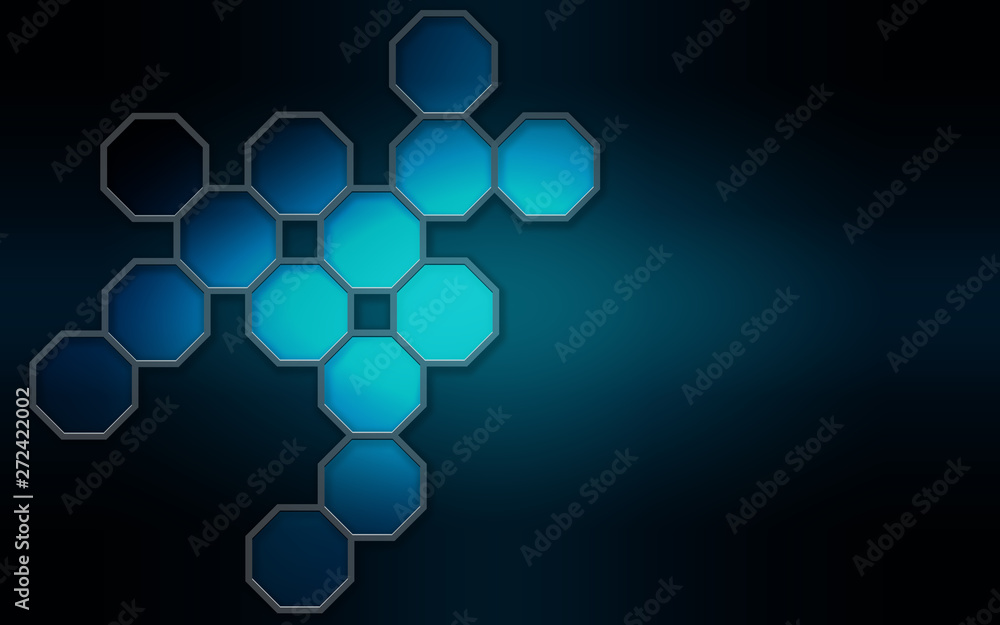 Poster hexagonal molecular structures in technology background