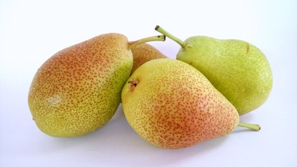 blushed pears isolated on white background