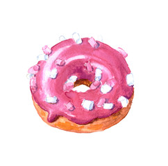 watercolor hand drawn sketch illustration of donuts isolated on white background