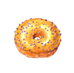 watercolor hand drawn sketch illustration of donuts isolated on white background