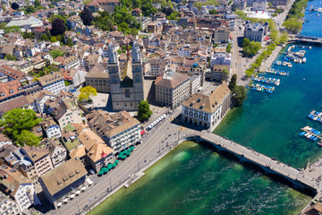 Fototapeta na wymiar Aerial view of Zurich city in Switzerland