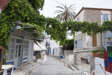Fototapeta premium The street greek island Idra (Hydra) at summer day