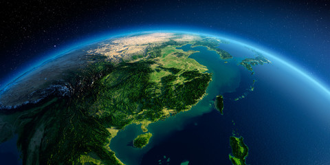 Detailed Earth. Eastern China and Taiwan