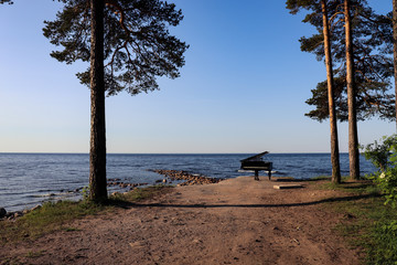 piano on the shore