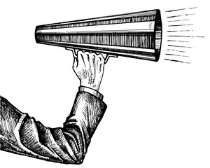 Megaphone in hand sketch