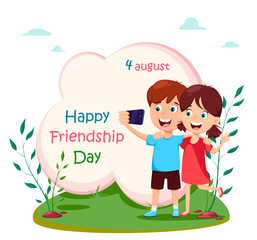 Happy friendship day concept. Boy and girl