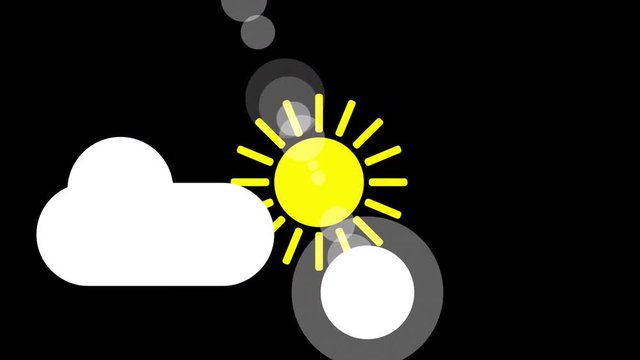 Sunshine and cloud icon animation with black background. Animation with Alpha transparent background for easy use in your video Format: QuikTime. Channels: RGB Alpha. Video Codec: Apple ProRes 4444