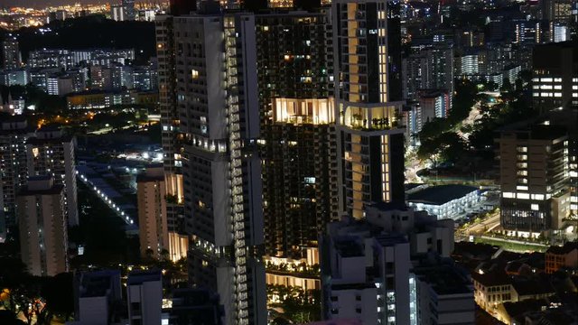 Singapore Night Cityscape / Time Lapse