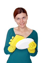 woman washing dishes kitchen housework